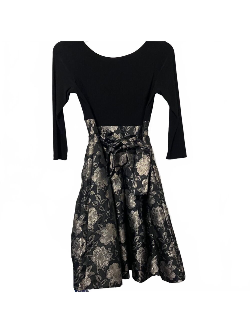 Jessica Howard Whimsigoth Dark Academia Elegant Black Floral Fit & Flare Dress 6